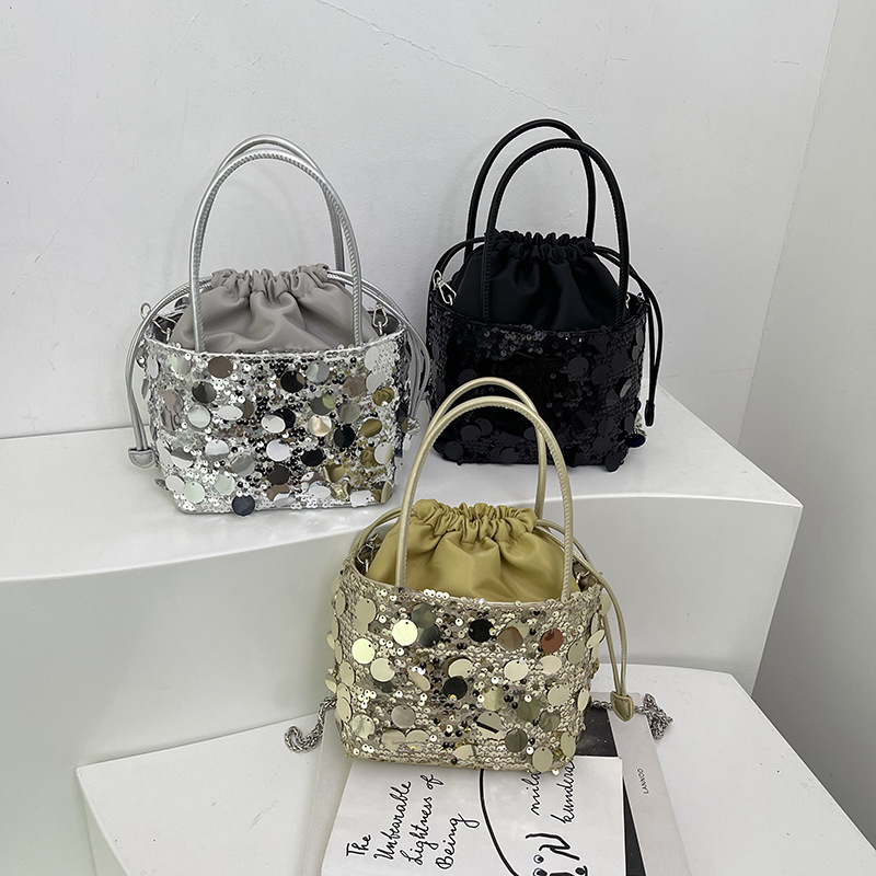 Luxury Bags News - Light Luxury Sequins Bucket Handbags for