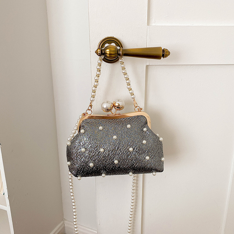 Luxury Bags That Are Affordable - Glitter Pearl Decor Kiss Lock Evening