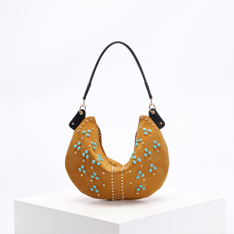 Half Moon Bag Suede - Vintage Western Hobo Shoulder Bag for