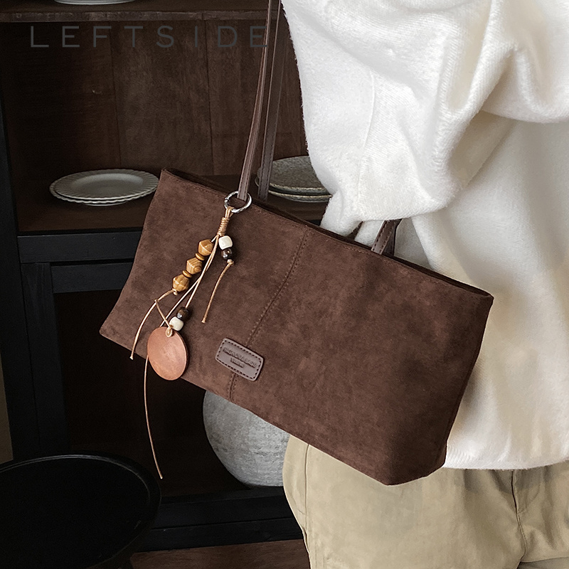 Luxury Bags Of 2026 - LEFTSIDE Retro Suede Shoulder Tote Bag