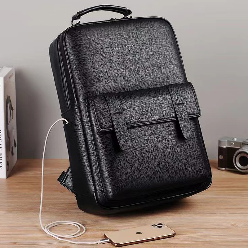 Luxury Bags For Men - Men's luxury leather backpack with USB