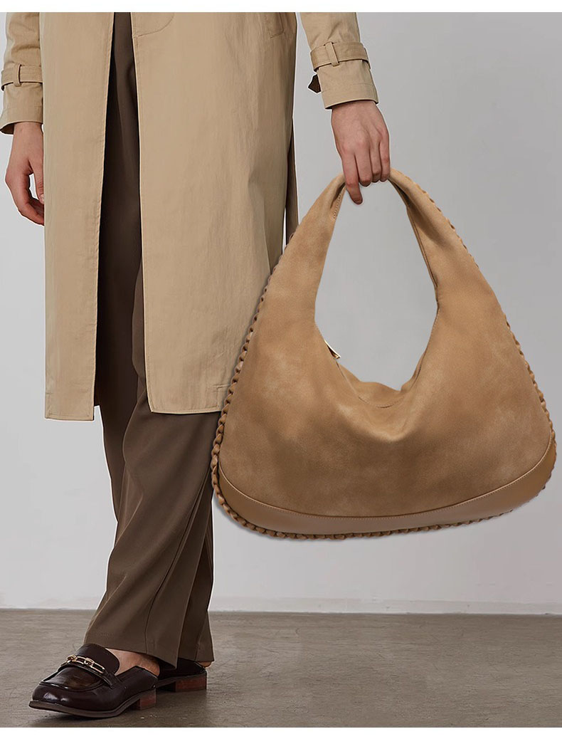 Fashion Large Capacity Shoulde - Half Moon Bag Suede recension och pris