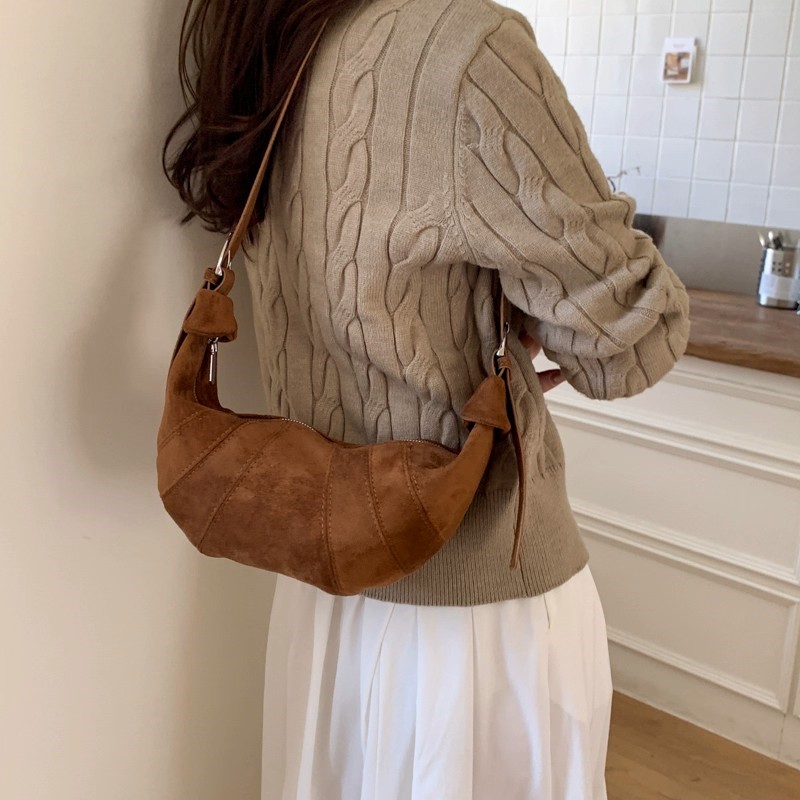 JIAERDI Retro Solid Color Sued - Half Moon Bag Suede recension och pris