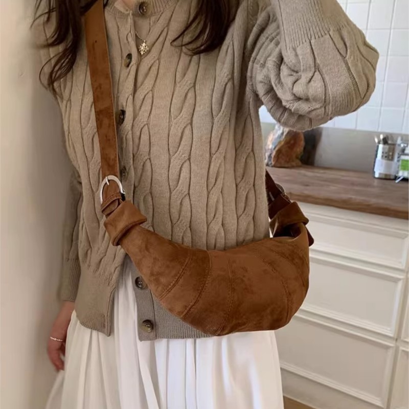 JIAERDI Retro Solid Color Sued - Half Moon Bag Suede recension och pris