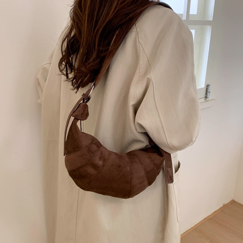 JIAERDI Retro Solid Color Sued - Half Moon Bag Suede recension och pris