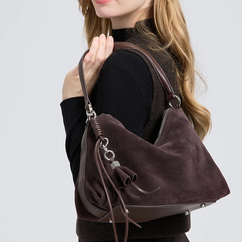 Retro Frosted Genuine Leather  - Half Moon Bag Suede recension och pris