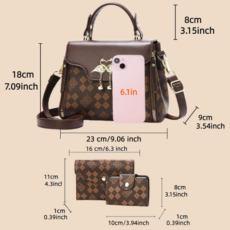 3-piece women's bag set, light - Luxury Bags For Women recension och pris