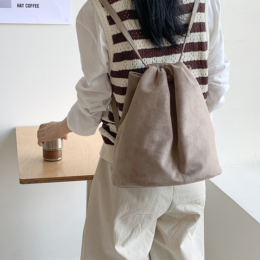 Faux Suede Tote Bucket Bags Fo - Luxury Bags Korea recension och pris