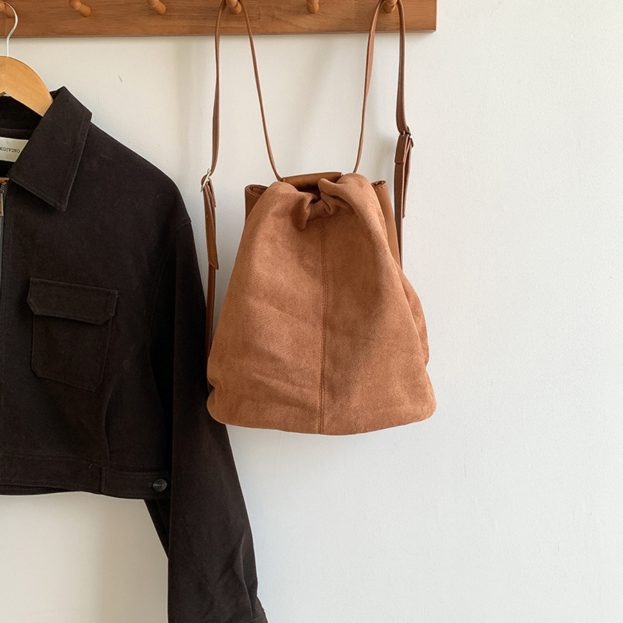 Faux Suede Tote Bucket Bags Fo - Luxury Bags Korea recension och pris