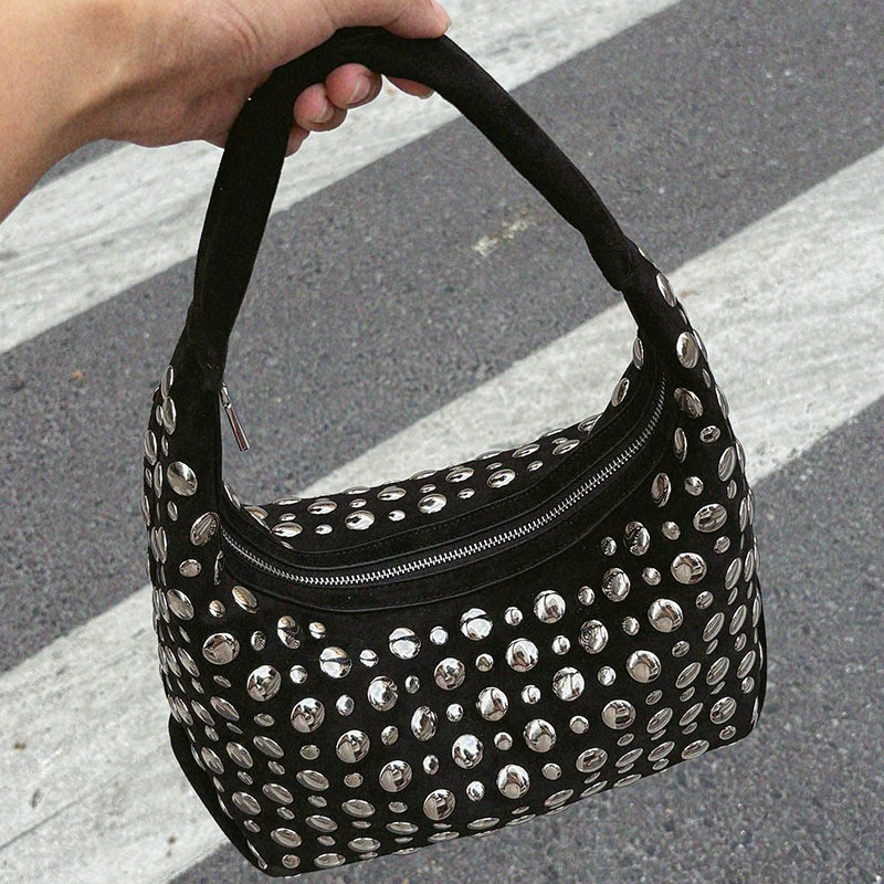 Fashion Studded Shoulder Bag F - Half Moon Bag Suede recension och pris
