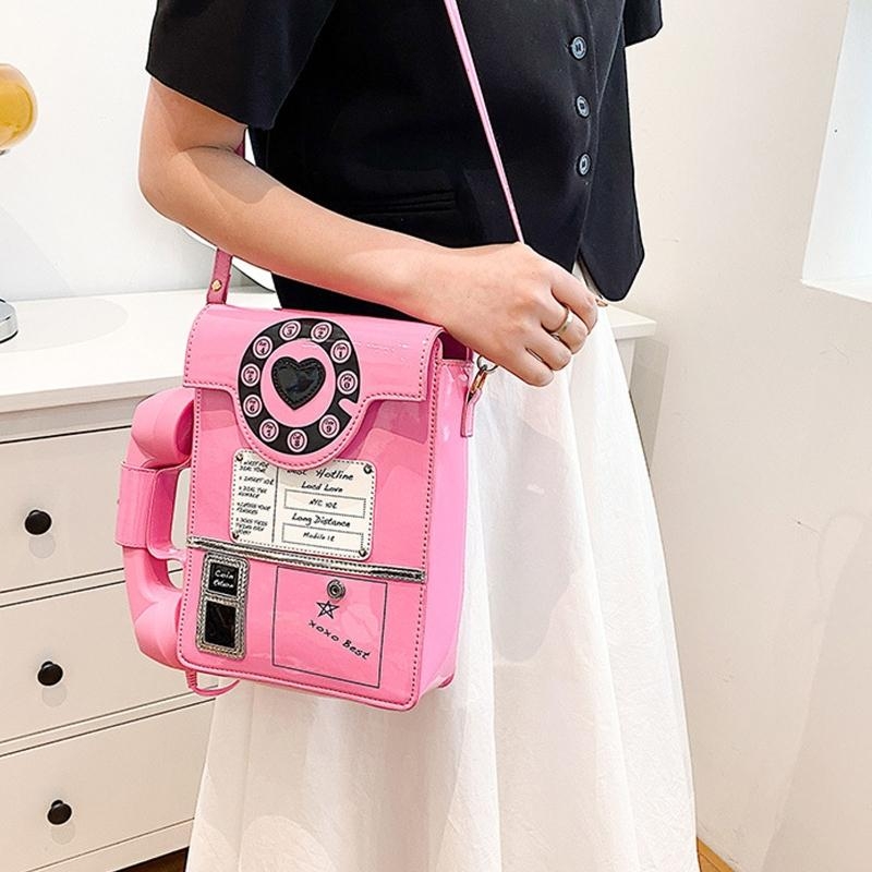 G5AE Women Telephone Shaped Ha - Top Handle Patent Bag recension och pris