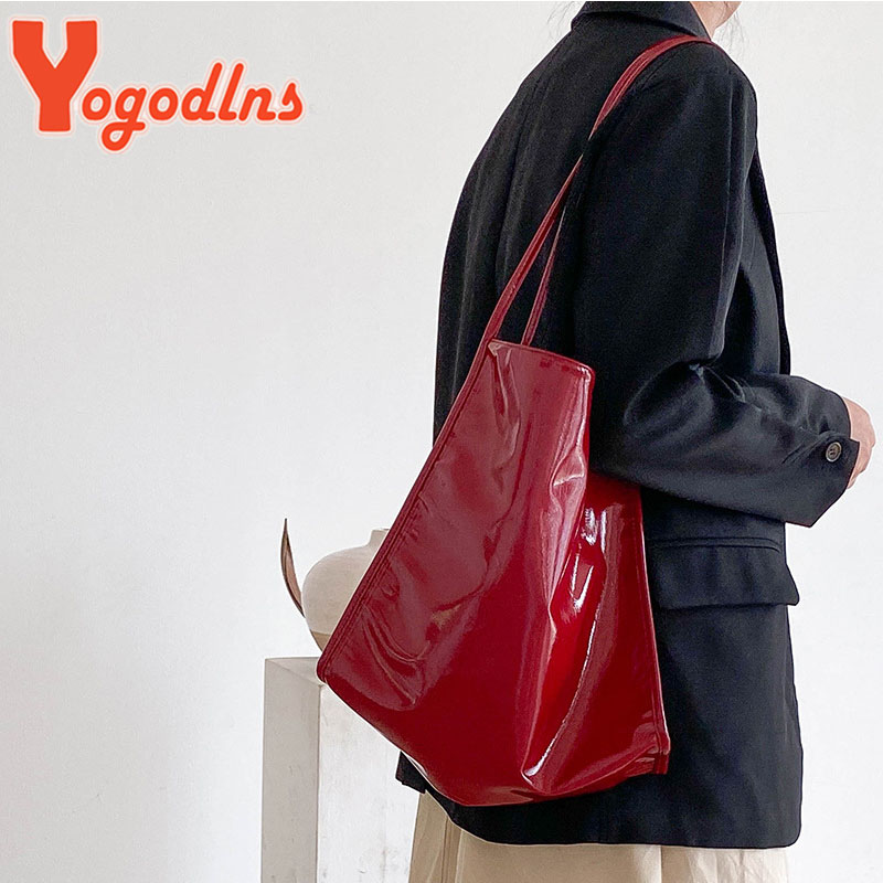Yogodlns Luxury Patent Leather - Top Handle Patent Bag recension och pris